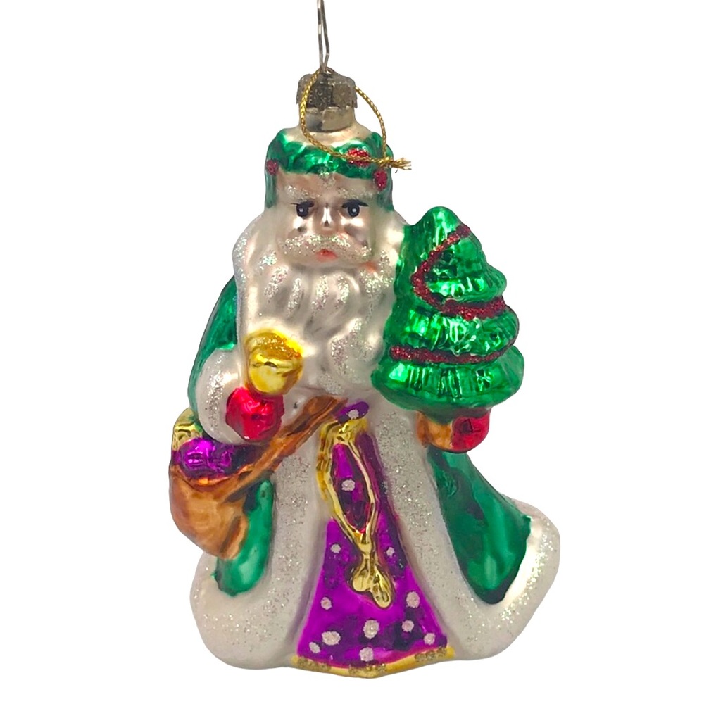 Vintage 🎅🏼BK 1998 Glass Christmas Santa Ornament